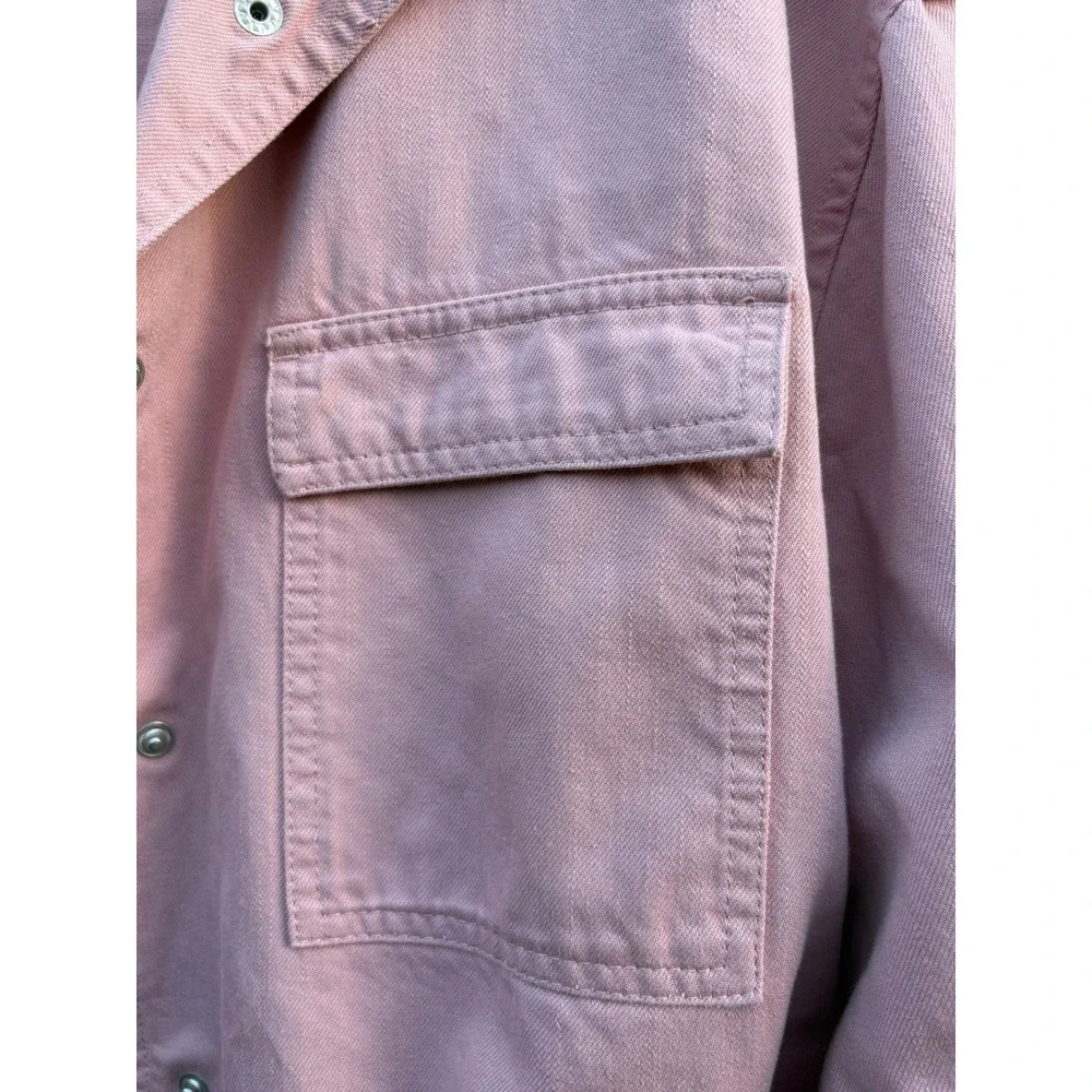 Dip Womens Pink Utility Jacket Snap Front Drawstring Waist Mauve Denim Medium - Picture 6 of 13